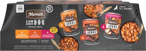 Grain-Free Wet Dog Food Slow-Cooked BBQ Memphis Style with Glazed Chicken, 12.7-oz can, case of 12