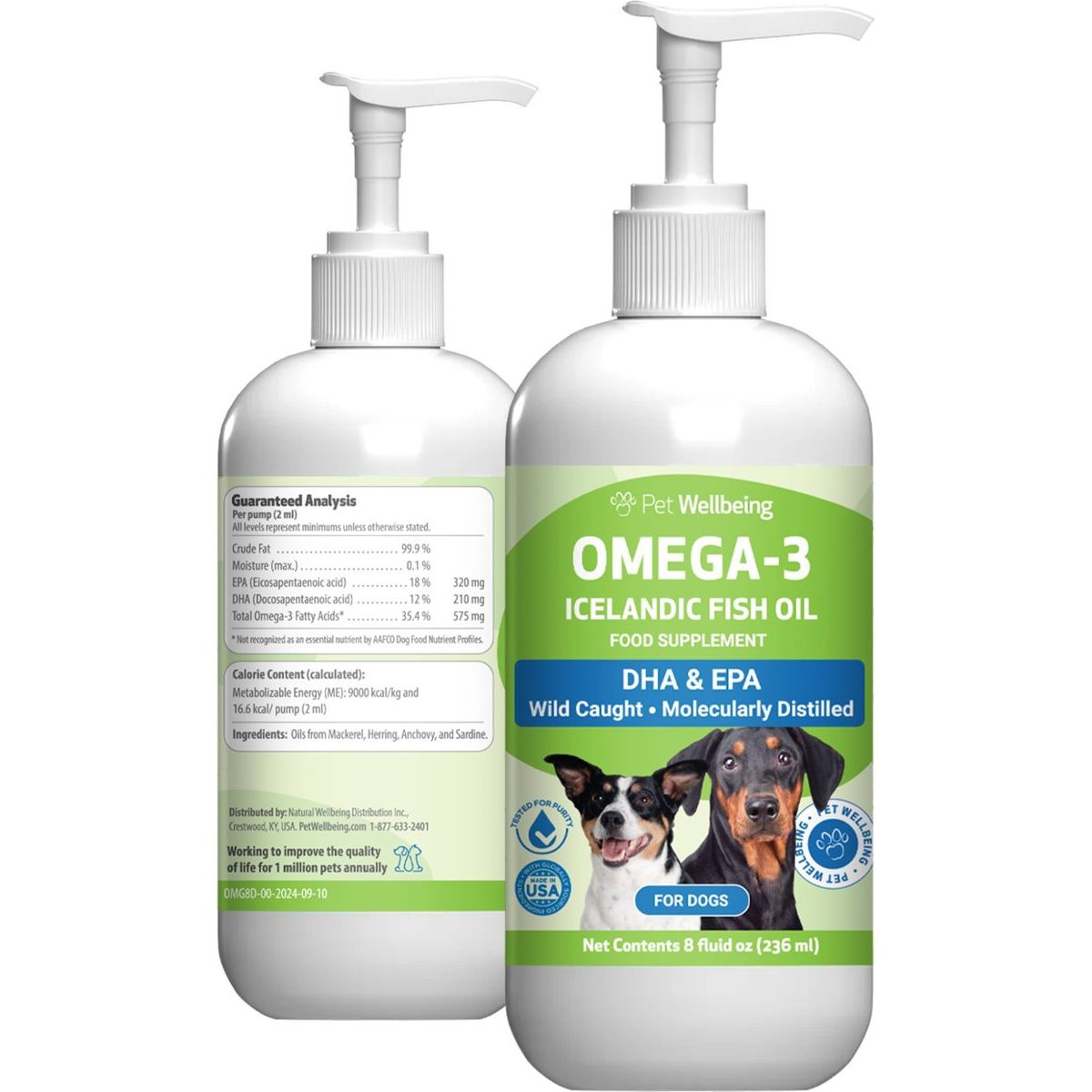 Omega 3 Daily Wellness Liquid Skin & Coat Supplement for Dogs. 240 ml. - Pet Wellbeing