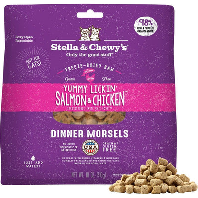 Yummy Lickin' Salmon & Chicken Dinner Morsels Freeze-Dried Raw Cat Food. 510 g.