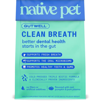 Native Pet Clean Breath Dental Health & Plaque Control Gutwell Supplement for Dogs, 12.7-oz bag