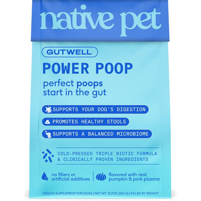 Native Pet Power Poop Digestive Health Gutwell with Prebiotics, Probiotics, & Postbiotics Supplement for Dogs, 12.7-oz bag