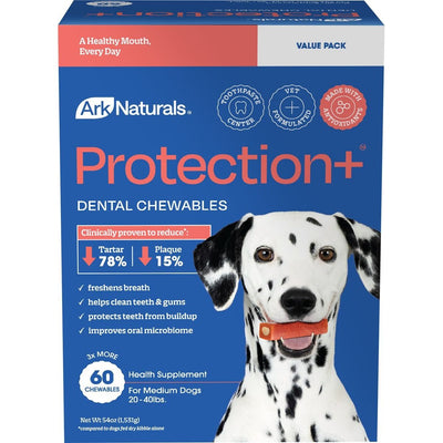 Protection+ Brushless Toothpaste Dental Chews, tamaño Mediano. 60 chews. - Ark Naturals
