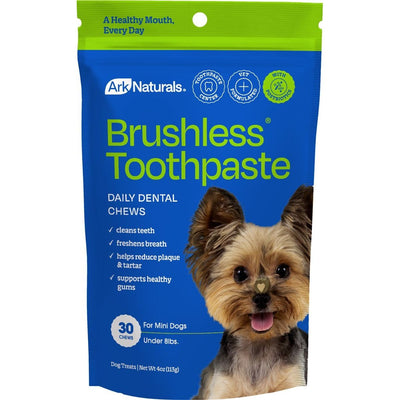 Brushless Toothpaste Dental Chews, tamaño Mini. 115 g. - Ark Naturals