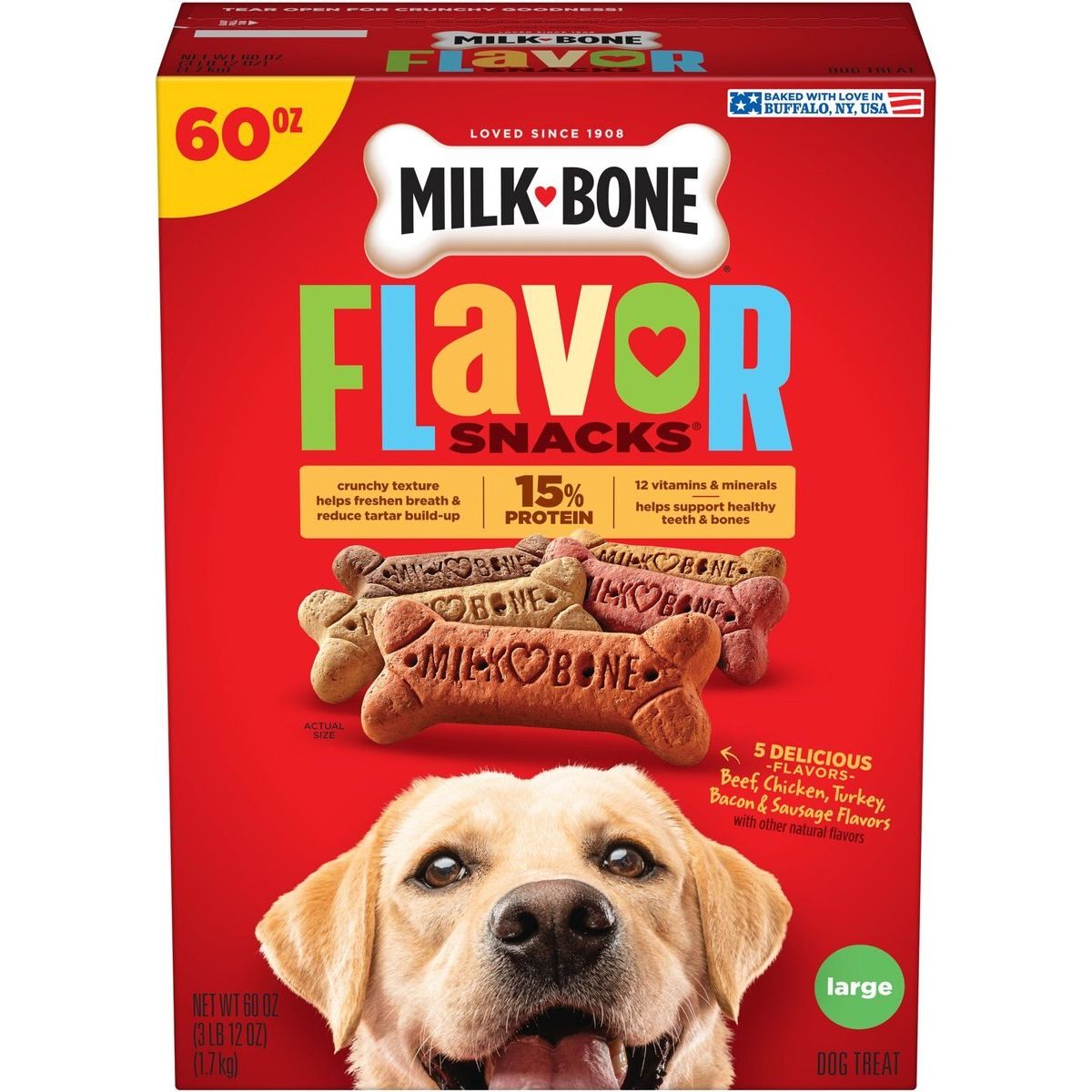Flavor Snacks Crunchy Large Biscuits. 1.7 kg. - Milk-Bone