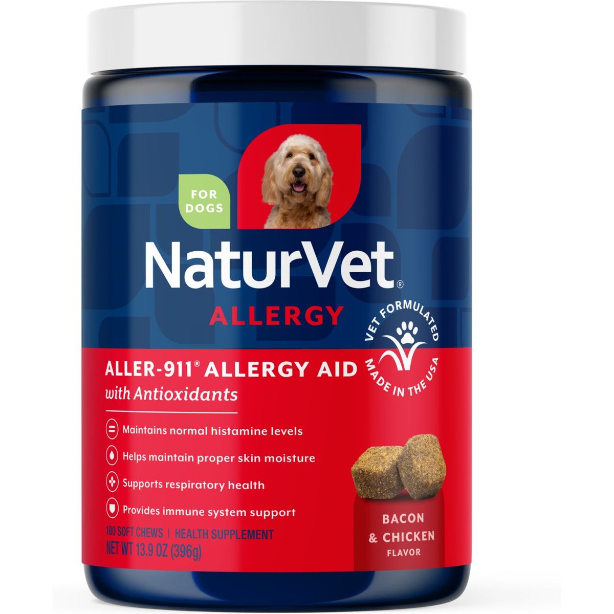 Aller-911 Allergy Aid Supplement, sabor Tocino y Pollo. 180 unidades.