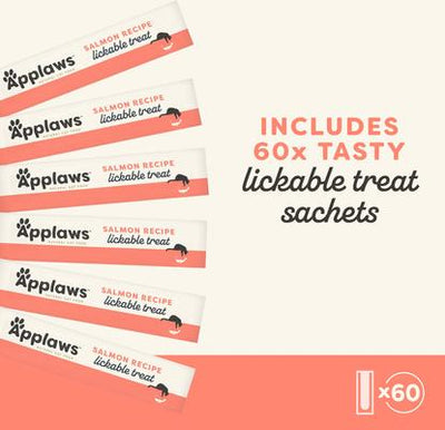 Golosinas para lamer de puré de salmón para gatos, tubo de 0.5 oz, 60 unidades