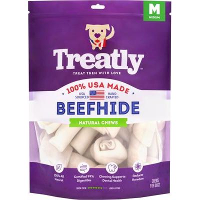 Masticables para perros USA Beefhide de sabor natural, surtidos, tamaño mediano, 4 unidades