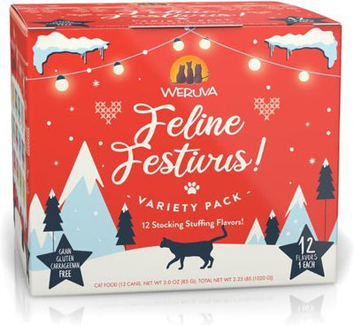 Comida enlatada para gatos Feline Festivus Variety Pack, lata de 3 oz, caja de 12