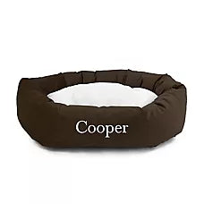 Majestic Pet Personalized Velvet Sherpa Bagel Cat & Dog Bed