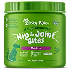 Hemp Elements Hip & Joint Supplement, Glucosamina, sabor Pollo. 90 chews.