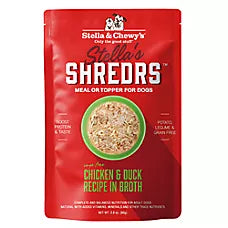 Stella's Shredrs Adult Dog Wet Food or Topper - Chicken & Duck