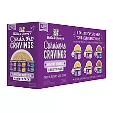 Carnivore Cravings Cat Wet Food - Grain Free, Savory Shreds, Variety Pack, 12 pack