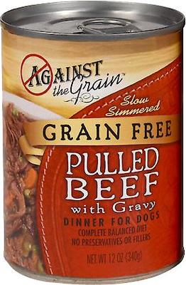 Comida enlatada para perros sin cereales, carne de res desmenuzada a mano con salsa, 12 oz, caja de 12