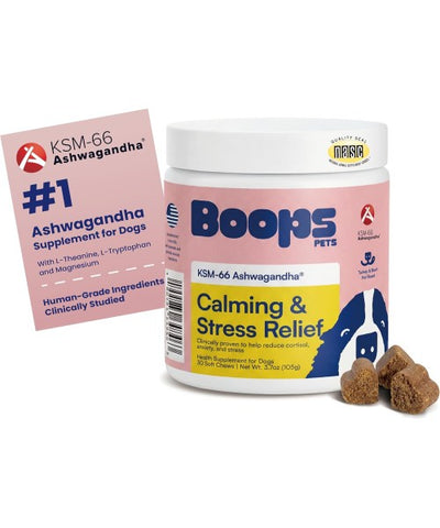 Boops Pets, Calming & Stress Relief KSM Ashwagandha. 30 chews