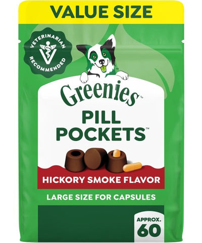Greenies, Pill Pockets Soft Treats para cápsulas grandes, 5 sabores. 60 chews