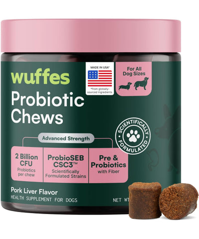 Wuffes, Probiotic Gut and Immune Support para Perros. 60 y 120 chews