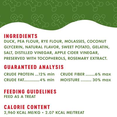 Sleigh Ride Snacks Gingerbread Person Duck Recipe Soft Chew Dog Treats, 6-oz bag