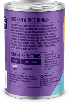 Comida húmeda para perros Chicken & Rice Dinner, lata de 13.2 oz, caja de 12