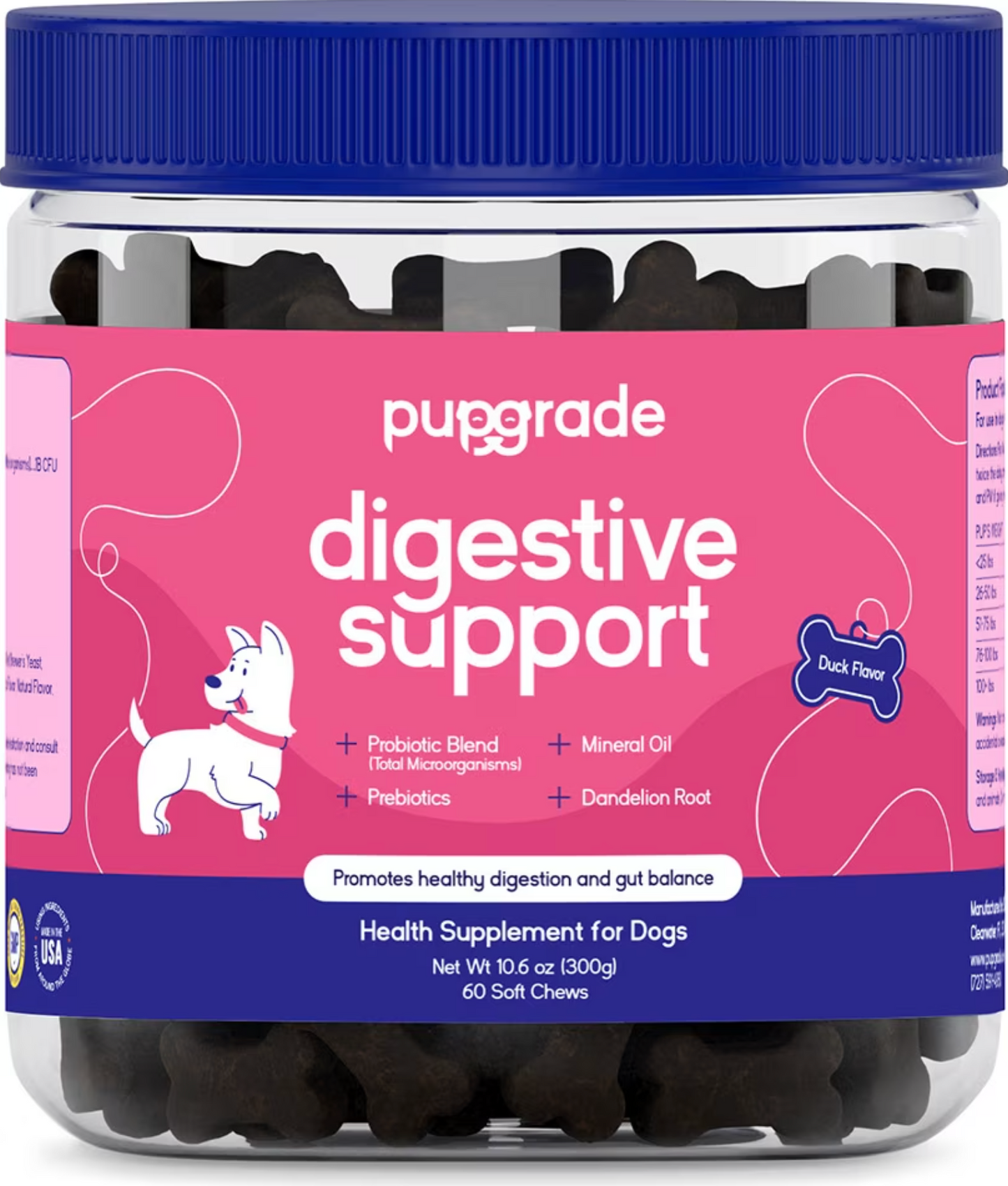 PupGrade, Suplemento para el apoyo de la salud digestiva en perros, sabor Carne de Res y Pato, 60 uds.