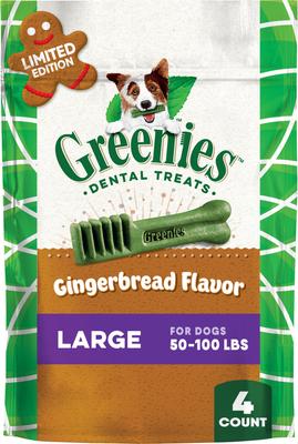 Greenies Gingerbread, premios dentales para perros Large, 4 unidades, 170 g, empaque original