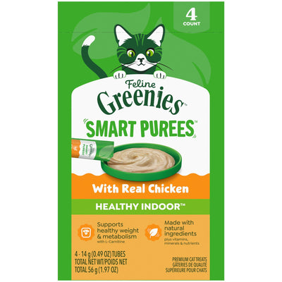 Greenies Smart Purees Healthy Indoor pollo, paquete de 4 tubos de 14 g