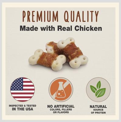 Galletas gourmet envueltas en pollo, premios para perros con sabor a pollo, 14 oz