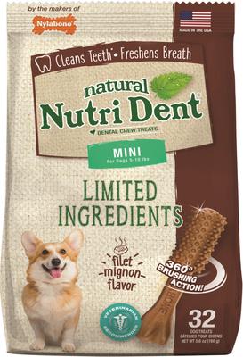 Nutri Dent Filet Mignon Flavored Dog Dental Chews, Regular, Mini, 160 Count