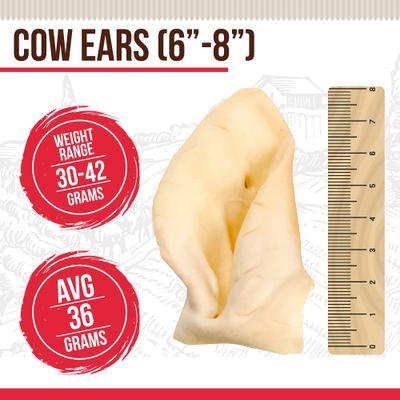 Golosinas para perros con forma de orejas de vaca de 6 a 8 pulgadas, paquete de 4