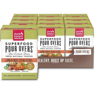 POUR OVERS Food Topper, Vet Certif Grado Humano, 4 sabores. 12 pack