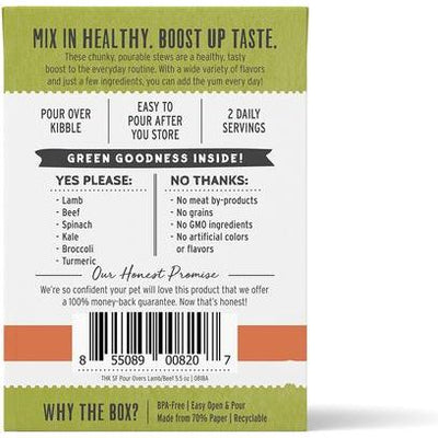 Superfood POUR OVERS - Alimento húmedo para perros con estofado de cordero y ternera con verduras, 5.5 oz, caja de 12