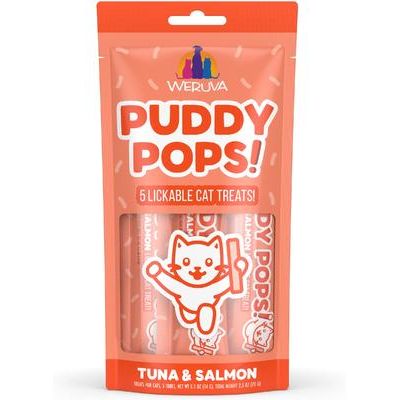 Puddy Pops - Premios para lamer para gatos sin cereales, sabor pollo, tubo de 0.5 oz, 5 unidades