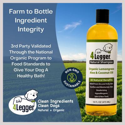 Organic, Hypo-Allergenic, Lemongrass & Aloe Dog Shampoo, 16-fl oz bottle