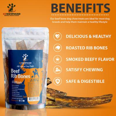 Beef Rib Bones Dog Chew Treats, 8 count