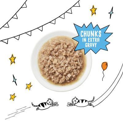 Comida enlatada para gatos con trozos sin cereales en salsa EXTRA, paquete variado de recetas de mariscos, lata de 3 oz, caja de 24