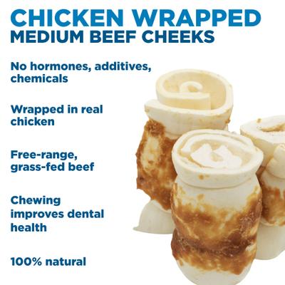 Chicken Beef Cheek Dog Treat, Medium, 2 count