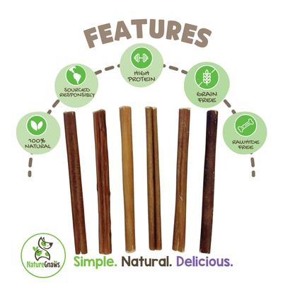 Golosinas masticables para perros Bully Sticks de 5 a 6 pulgadas, tamaño pequeño, 5 unidades