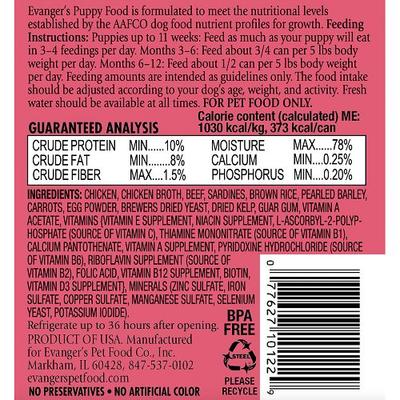 Comida enlatada para perros Classic Recipes Puppy, 12.5 oz, caja de 12