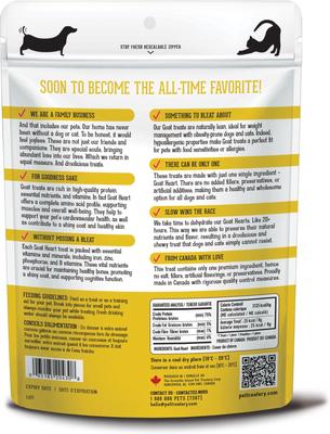 Goat Heart Grain-Free Dehydrated Dog & Cat Treats, 2.82-oz bag