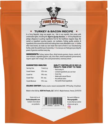Bones - Premios para perros sin cereales con receta de pavo y tocino, bolsa de 177 g