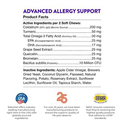 Evolutions Advanced Allergy Soft Chews Dog Supplement, 180 count