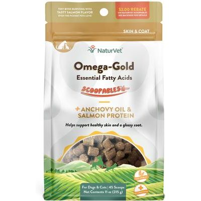 NaturVet, Omega-Gold Skin & Coat Scoopable Tiny Bites, omega-3, omega-6, DHA y EPA para perros y gatos, 312 g