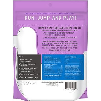 Tiras de pato a la parrilla, premios sin cereales para perros, bolsa de 283 g