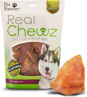 Real Chewz Premium All Natural Pig Ears Chewy Dog Treats, 30 count
