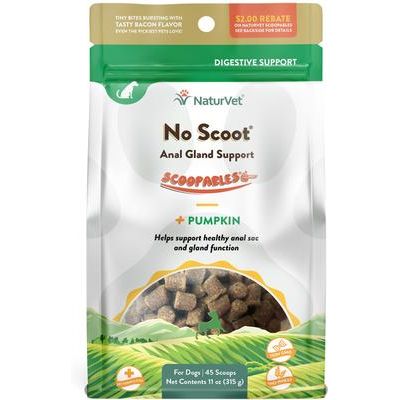 NaturVet, No Scoot Scoopable Tiny Bites, fibra para tránsito intestinal y glándulas anales de perros, sabor tocino ahumado, 312 g