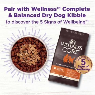 Bundle: Wellness Large Breed Complete Health Puppy Deboned Chicken, Brown Rice & Salmon Meal Recipe Dry Dog Food, 30-lb bag + Wellness CORE Bowl Boosters Bare Turkey Freeze-Dried Dog Food Mixer or Topper, 4-oz bag