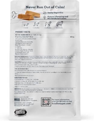 Bundle: Kradle All Day Calming 6-inch Rubber Bone Toy with Bacon Flavored Treat Refill + Bone Bacon Flavored Calming Supplement Refill for Dogs, 28 count