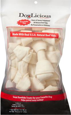 Golosinas para perros DogLicious de 4" con forma de hueso natural, 8 unidades