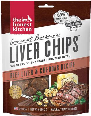 Gourmet Barbecue Liver Chips Chicken Liver & Cheddar Recipe Dog Treats, 4-oz bag