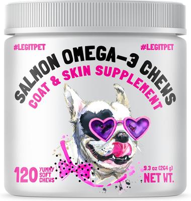 Alaskan Salmon Oil Omega-3 Soft Chew Skin & Coat Supplement for Dogs, 30 count