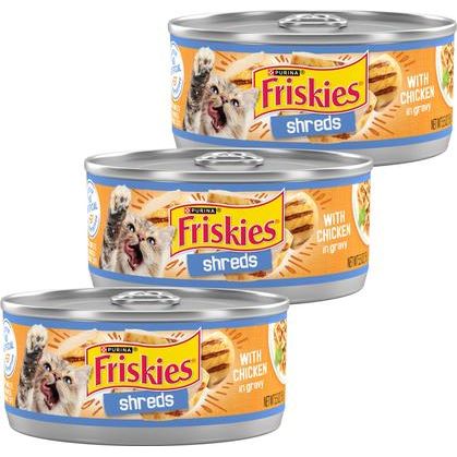 Comida enlatada para gatos Shreds in Gravy, paquete variado, lata de 5.5 oz, caja de 80